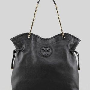 Tory Burch Marion Black Slouchy Leather Tote Bag Extra Large
